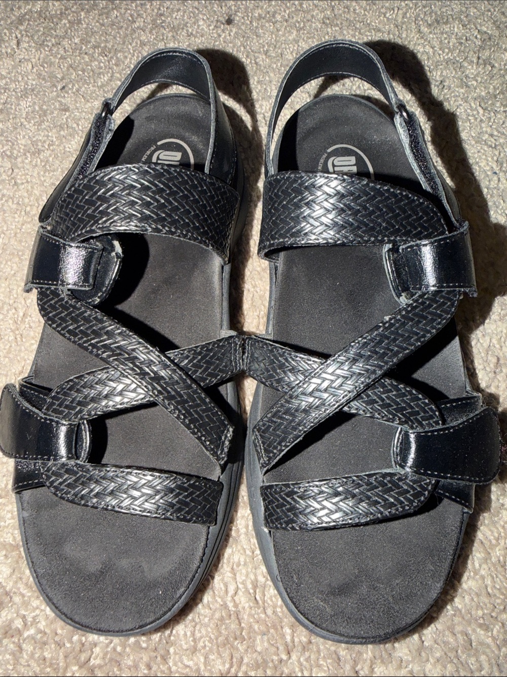 Women’s Drew Comfort Strappy Black Sandals - Size 7WW